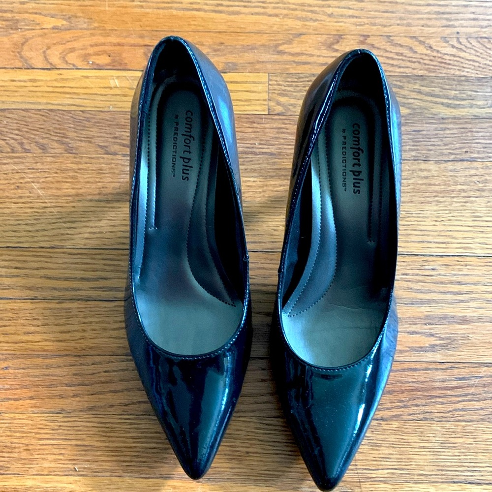 Black comfortable patent leyheels